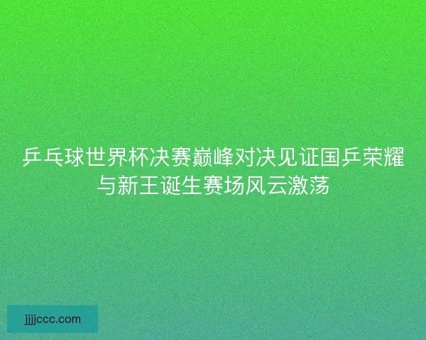 乒乓球世界杯决赛巅峰对决见证国乒荣耀与新王诞生赛场风云激荡